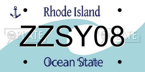 ZZSY08 Rhode Island License Plate
