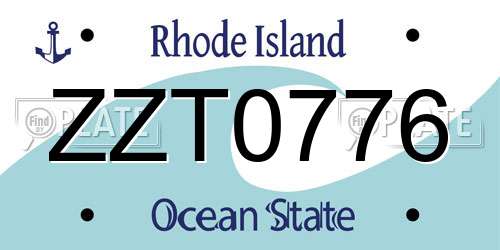 ZZT0776 Rhode Island License Plate