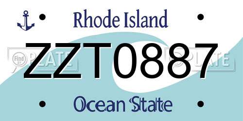 ZZT0887 Rhode Island License Plate