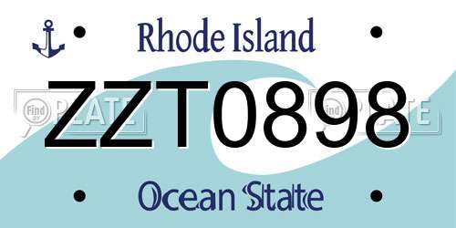 ZZT0898 Rhode Island License Plate