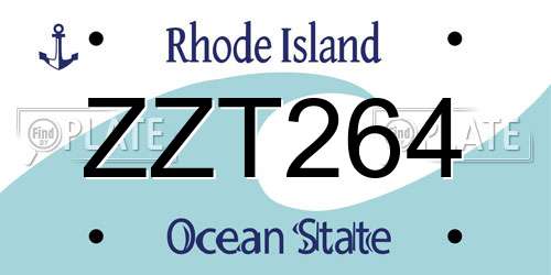 ZZT264 Rhode Island License Plate