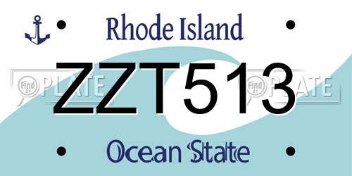 ZZT513 Rhode Island License Plate