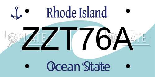 ZZT76A Rhode Island License Plate
