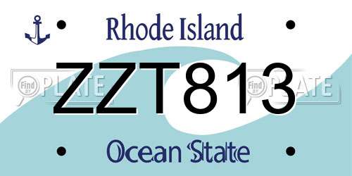 ZZT813 Rhode Island License Plate