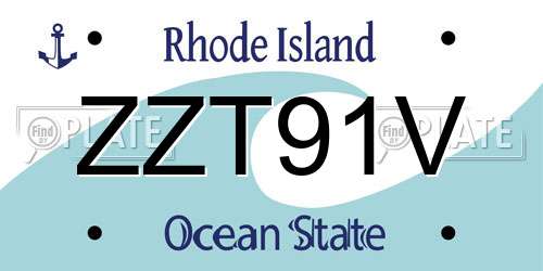 ZZT91V Rhode Island License Plate