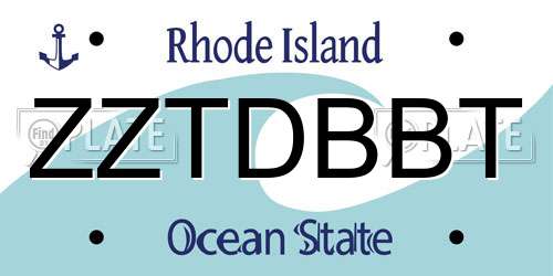 ZZTDBBT Rhode Island License Plate