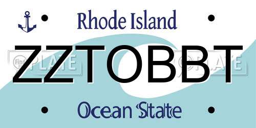 ZZTOBBT Rhode Island License Plate