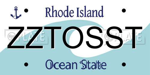 ZZTOSST Rhode Island License Plate
