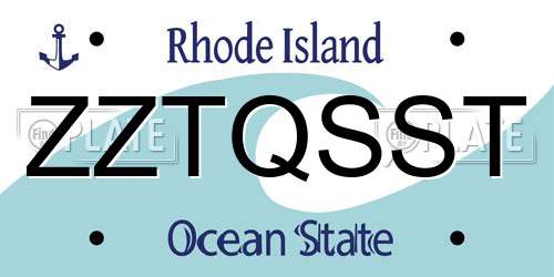ZZTQSST Rhode Island License Plate