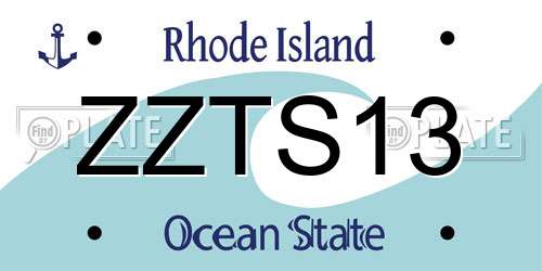 ZZTS13 Rhode Island License Plate