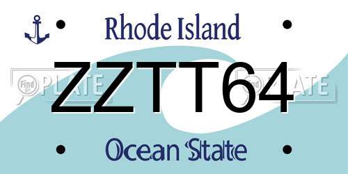 ZZTT64 Rhode Island License Plate