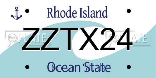 ZZTX24 Rhode Island License Plate