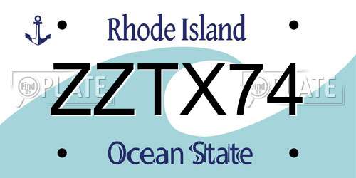 ZZTX74 Rhode Island License Plate