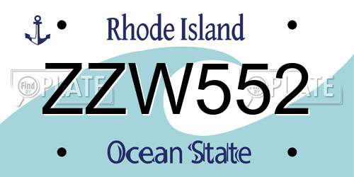 ZZW552 Rhode Island License Plate