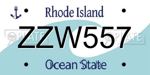 ZZW557 Rhode Island License Plate