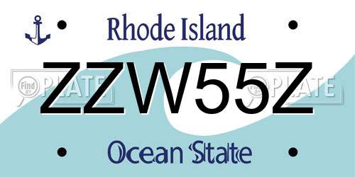 ZZW55Z Rhode Island License Plate