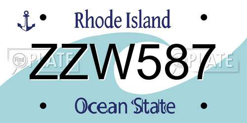 ZZW587 Rhode Island License Plate