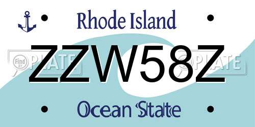 ZZW58Z Rhode Island License Plate