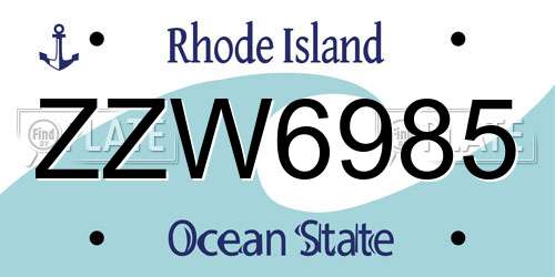 ZZW6985 Rhode Island License Plate