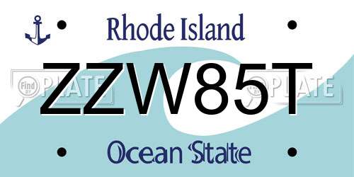 ZZW85T Rhode Island License Plate