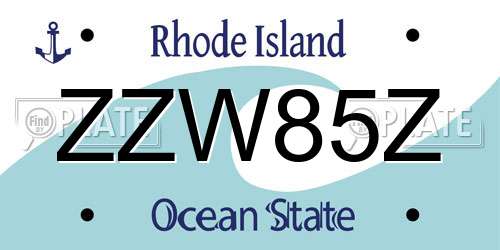 ZZW85Z Rhode Island License Plate