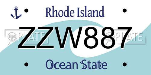 ZZW887 Rhode Island License Plate