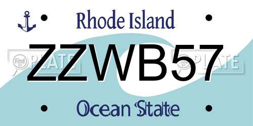 ZZWB57 Rhode Island License Plate