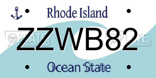 ZZWB82 Rhode Island License Plate