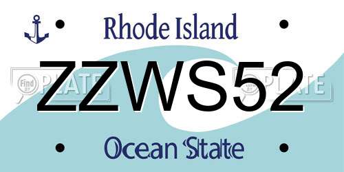 ZZWS52 Rhode Island License Plate
