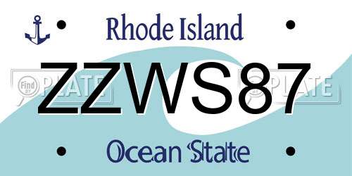 ZZWS87 Rhode Island License Plate