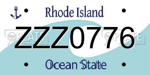ZZZ0776 Rhode Island License Plate