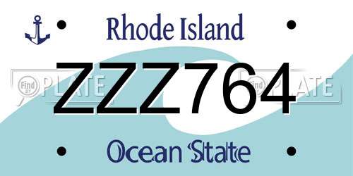 ZZZ764 Rhode Island License Plate