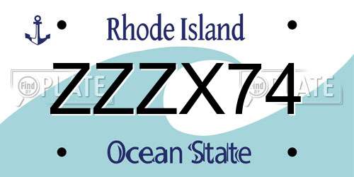 ZZZX74 Rhode Island License Plate