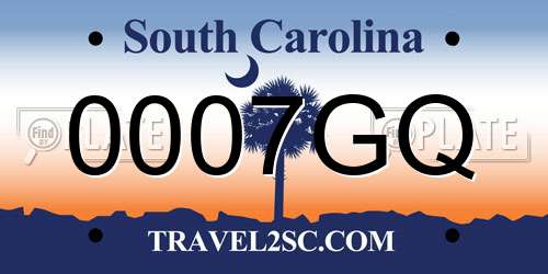 0007GQ South Carolina License Plate
