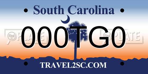 000TG0 South Carolina License Plate