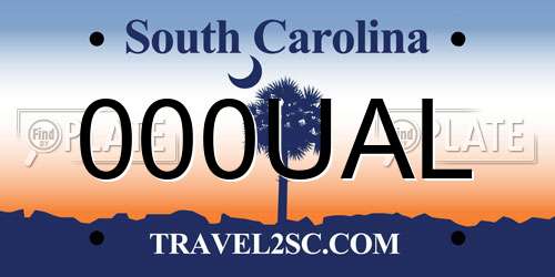000UAL South Carolina License Plate