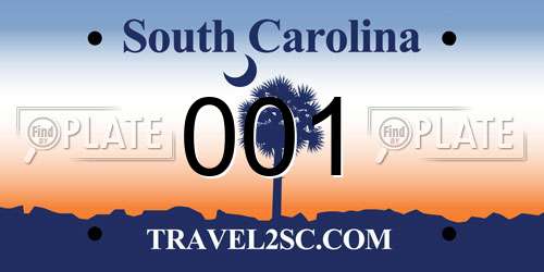 001 South Carolina License Plate
