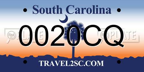 0020CQ South Carolina License Plate