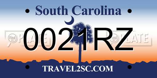 0021RZ South Carolina License Plate