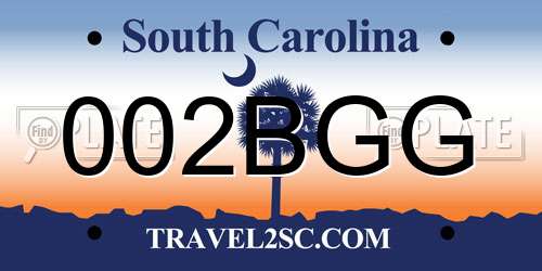 002BGG South Carolina License Plate
