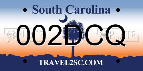 002DCQ South Carolina License Plate