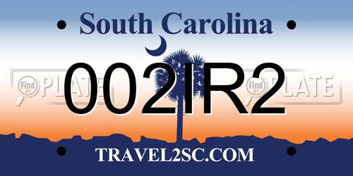 002IR2 South Carolina License Plate