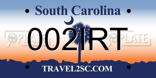 002IRT South Carolina License Plate