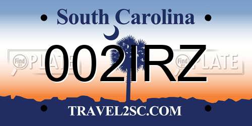 002IRZ South Carolina License Plate