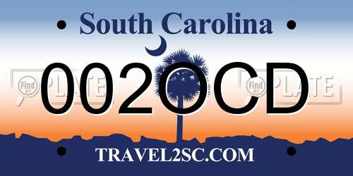 002OCD South Carolina License Plate