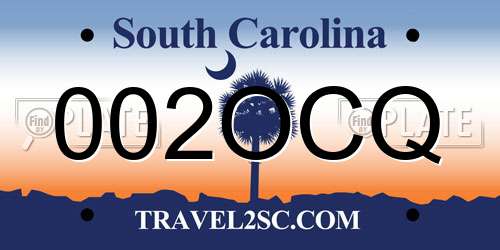 002OCQ South Carolina License Plate