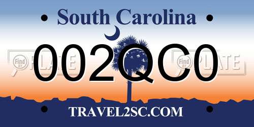 002QC0 South Carolina License Plate