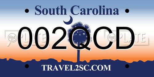 002QCD South Carolina License Plate