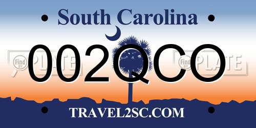 002QCO South Carolina License Plate