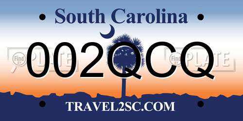 002QCQ South Carolina License Plate